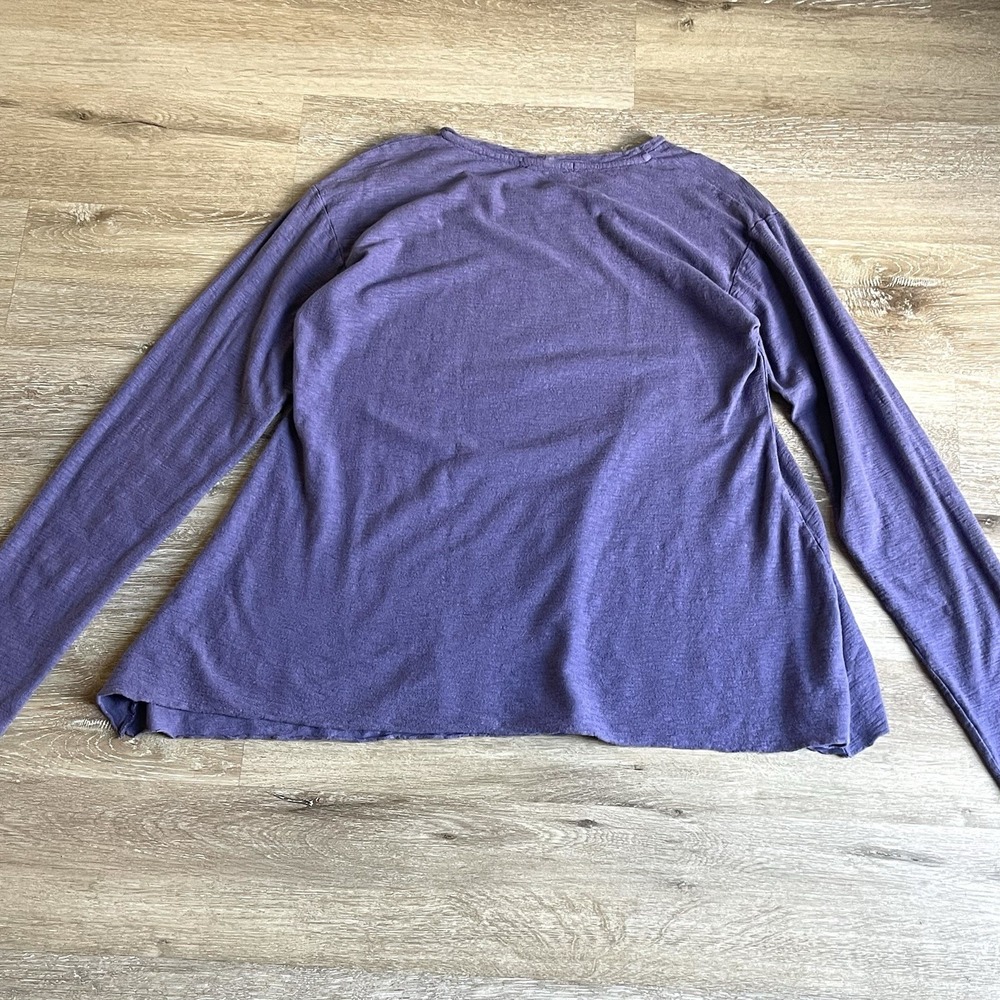 Cut Loose Purple Slub Knit Swing Blouse Large Long Sleeve Shirt - Picture 7 of 7